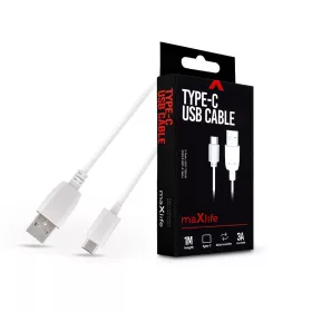 Maxlife 15W USB/Type-C adat- és töltőkábel 1m - fehér