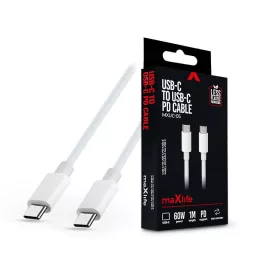   Maxlife MXUC-05 60W PD Type-C/Type-C adat- és töltőkábel 1m - fehér