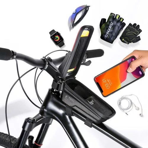 Tech-Protect V2 Bike Mount M Size por- és cseppálló telefontartó táska kerékpárra - fekete
