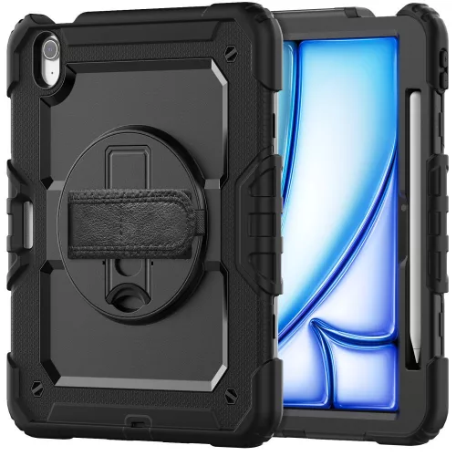 Tech-Protect Solid 360 ütésálló tok - Apple iPad Air 6 (2024) 11", kijelzővédővel - fekete - OEM