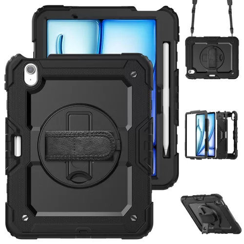 Tech-Protect Solid 360 ütésálló tok - Apple iPad Air 6 (2024) 11", kijelzővédővel - fekete - OEM