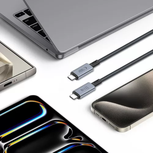 Tech-Protect Ultraboost 240W PD USB/8K/40 Gbps/Type-C - Type-C adat- és töltőkábel 1m - szürke