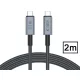 Tech-Protect Ultraboost 240W PD USB/8K/40 Gbps/Type-C - Type-C adat- és töltőkábel 2m - szürke