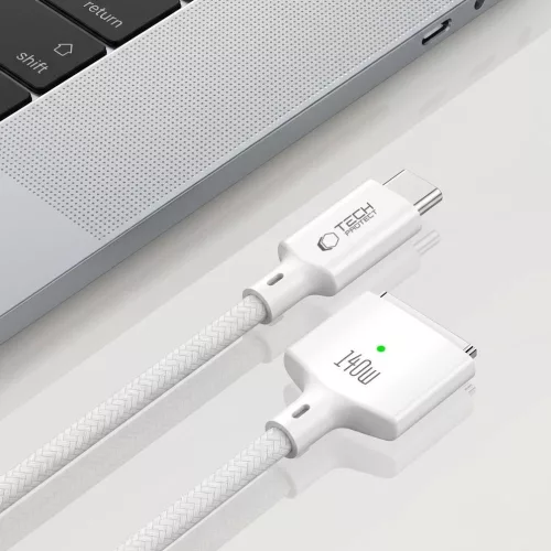 Tech-Protect Ultraboost MMC01 140W Magsafe 3 - Type-C mágneses Macbook töltőkábel 2m - fehér