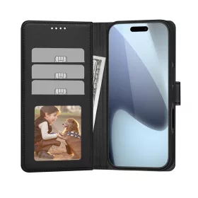   Tech-Protect Wallet Flip oldalra nyíló tok + Magsafe tok - Apple iPhone 17 Pro Max - fekete