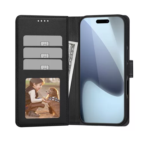 Tech-Protect Wallet Flip oldalra nyíló tok + Magsafe tok - Apple iPhone 17 Pro Max - fekete