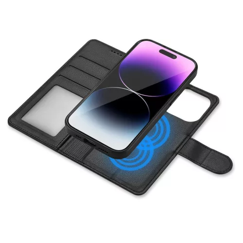 Tech-Protect Wallet Flip oldalra nyíló tok + Magsafe tok - Apple iPhone 15 Pro - fekete