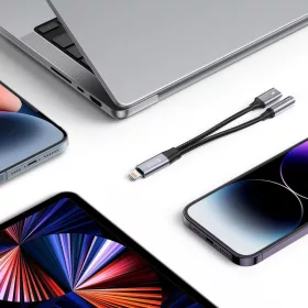   Tech-Protect UltraBoost Lightning/3,5mm jack+Lightning adapter - fekete/szürke