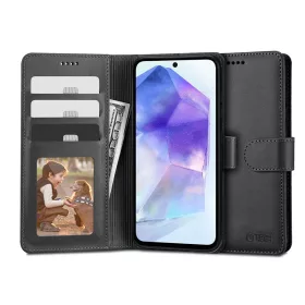   Tech-Protect Wallet Flip oldalra nyíló tok - Samsung SM-A556 Galaxy A55 - fekete
