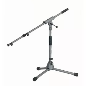   König & Meyer mikrofonállvány Soft Touch alacsony, teleszkópos, 2 db-os karral, soft-touch borítással, szürke KM-25900-370-87