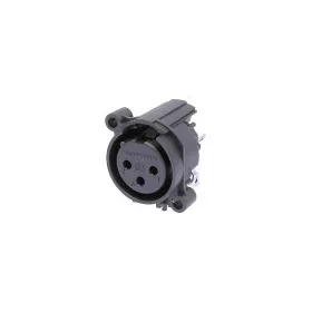  Neutrik NC3FAV10 3 pólusú XLR aljzat függőleges nyákhoz, közösített 1. láb+GND+ház