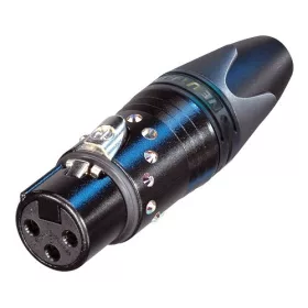   Neutrik NC3FXXBCRYSTAL 3 pólusú XLR aljzat Swarovski kristályokkal díszített, egyenes, lengő, aranyozott érintkező, fekete ház
