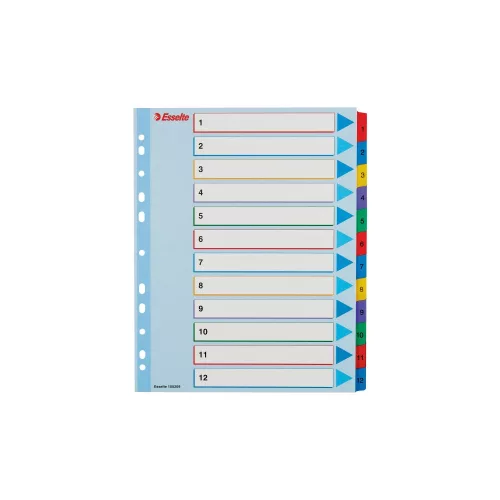 Elválasztólap, A4, Maxi regiszteres 1-12 laminált karton előlap 100209 Esselte