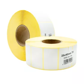   Etikett címke thermo, 25x40mm, tekercses, 2000 címke/tekercs fehér