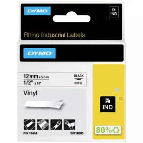   Feliratozógép szalag Dymo S0718600/18444 12mmx5,5m, ORIGINAL, fekete/fehér