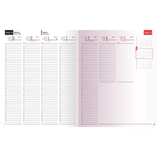 Határidőnapló Standard A/4S, heti fehér lapokkal fekete Realsystem 2027.