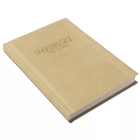   Tanári határidőnapló A5, műbőr 150mmx210mm, fehér lapokkal drapp 2026/2027 Realsystem