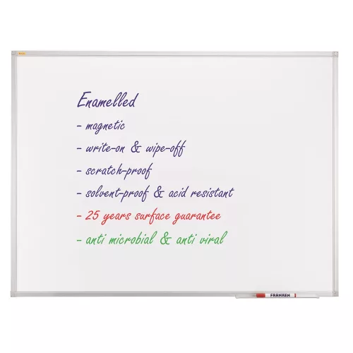 Fehértábla mágneses alukeretes,zománcozott,antimikrobiális 90x120cm,ValueLine SC3803 Franken