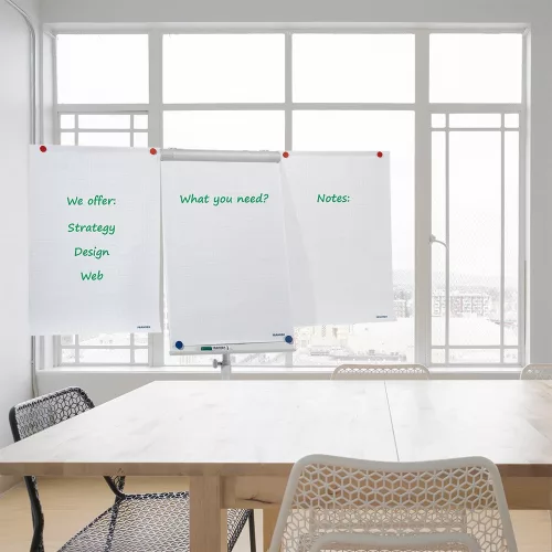 Flipchart tábla mobil 68x105cm, mágneses, 2 db segédkarral, 5 görgős Premium line  F2400/N Franken