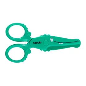 Olló, 12cm, biztonsági, műanyag krokodil forma, Nebulo
