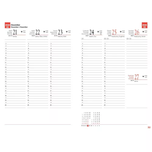 Tanári határidőnapló A5, műbőr 150mmx210mm, fehér lapokkal virágminta 2026/2027 Realsystem