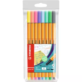   Rostirón, tűfilc készlet, 0,4mm, STABILO Point 88, 8 klf. pasztell szín