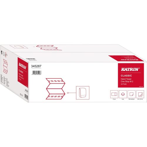 Kéztörlő 2 rétegű Z hajtogatású 160 lap/csomag 25 csomag/karton Classic None Stop M2 Katrin_34528 fehérített