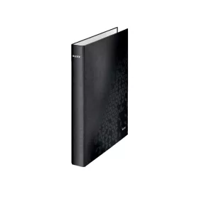   Gyűrűskönyv A4, Maxi 4cm, 2 gyűrű, D alakú, karton Leitz Wow fekete