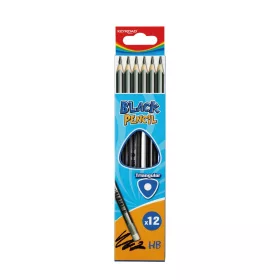   Grafitceruza HB, radíros, háromszögletű 12 db/bliszter Keyroad Black
