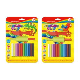   Gyurmakészlet 180g. műanyag késsel és nyújtóval 12 db/bliszter Keyroad vegyes színek