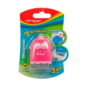   Hegyező 1 lyukú radírral és porkefével Keyroad Rocky Docky vegyes színek