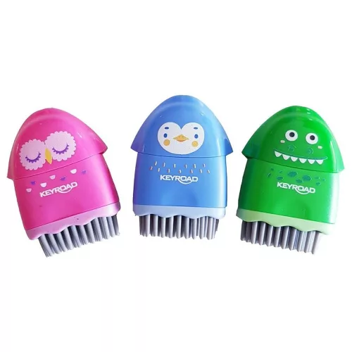 Hegyező 1 lyukú radírral és porkefével Keyroad Rocky Docky vegyes színek