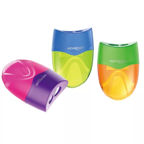 Hegyező 2 lyukú tartályos 12 db/display Keyroad Mellow vegyes színek