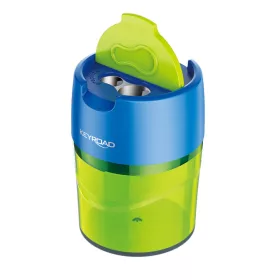   Hegyező 2 lyukú tartályos, fedeles, fém belsővel 12 db/display Keyroad Robby vegyes színek