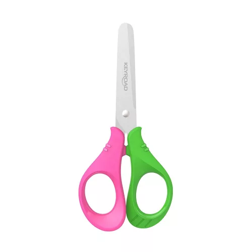 Olló 13 cm tompa fejű Keyroad Start zöld rózsaszín