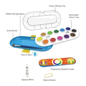   Vízfesték készlet 12 darabos, ecsettel és fehér fedőfestékkel Keyroad vegyes színek