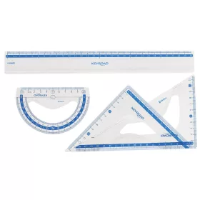   Vonalzókészlet, 30 cm, vonalzó, szögmérő, 45° és 60° háromszög vonalzók 4 db/bliszter Keyroad