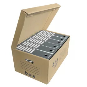   Archiváló konténer karton doboz fedeles 54x36x25cm, felfelé nyíló tetővel Fornax