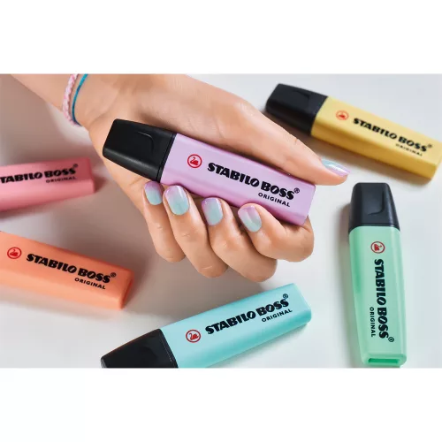 Szövegkiemelő készlet 2-5mm, vágott hegyű STABILO Boss original Pastel, 6 klf. szín