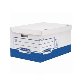   Archiváló konténer, karton, ultra erős, nagy, Fellowes® Bankers Box Basic, 10 db/csomag, kék-fehér
