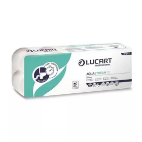   Toalettpapír 2 rétegű kistekercses átmérő: 9,5 cm 200 lap/tekercs 10 tekercs/csomag Aquastream 10 Lucart_811B67J fehér