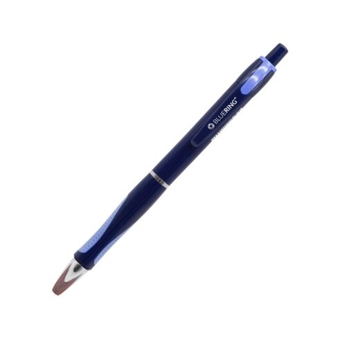 Golyóstoll nyomógombos Bluering® V5 kék test gumírozott fogó, írásszín kék