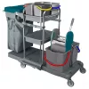 Takarítókocsi króm vázas 2 x 18 liter és 4 x 5 liter moppréssel eszköz- és zsáktartóval textil zsákkal KA405FK