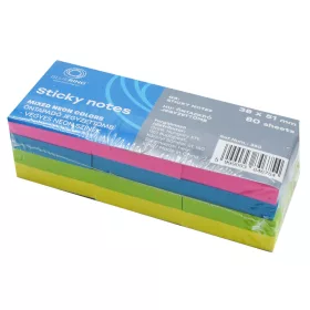   Jegyzettömb öntapadó, 38x51mm, 80lap, 12 tömb/csomag, Bluering® , neon