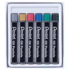   Kréta olajpasztell készlet, PHN-M6 Pentel, 6 klf., metál szín