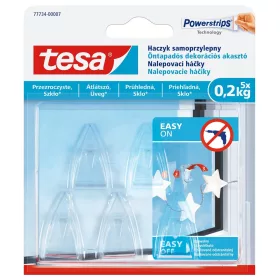   Akasztó öntapadós műanyag 0,2 kg teherbírású 5 darab/bliszter Tesa Powerstrips átlátszó