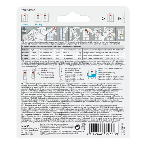 Akasztószög öntapadós, állítható sima felületekhez 4 kg teherbírás 2 darab/bliszter Tesa Powerstrips