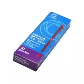   Golyóstoll 0,7mm eldobható, hatszögletű test kupakos Bluering® Jetta, írásszín piros