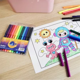   Rostirón kúpos végű filctoll készlet, vízbázisú, 1mm, Bluering®, 12 klf. szín, 