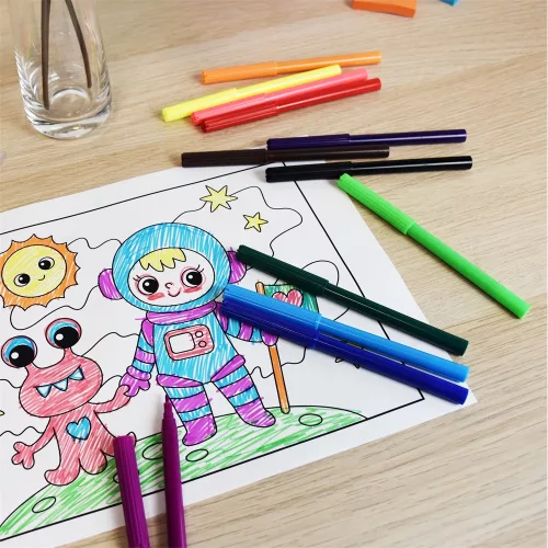 Rostirón kúpos végű filctoll készlet, vízbázisú, 1mm, Bluering®, 12 klf. szín, 